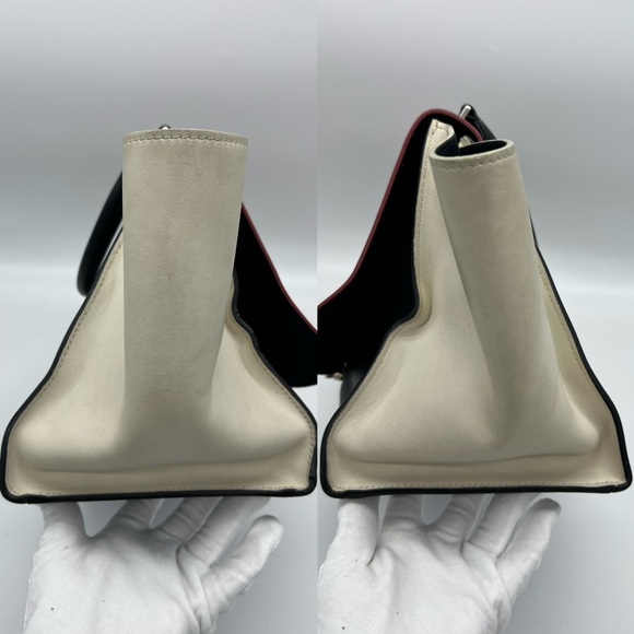 Authentic Celine tricolours Calfskin leather medium Trapeze handbag - Picture 7 of 16